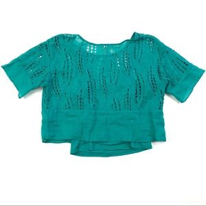 TRACY REESE Lab Eyelet Layered Crop Top Blouse